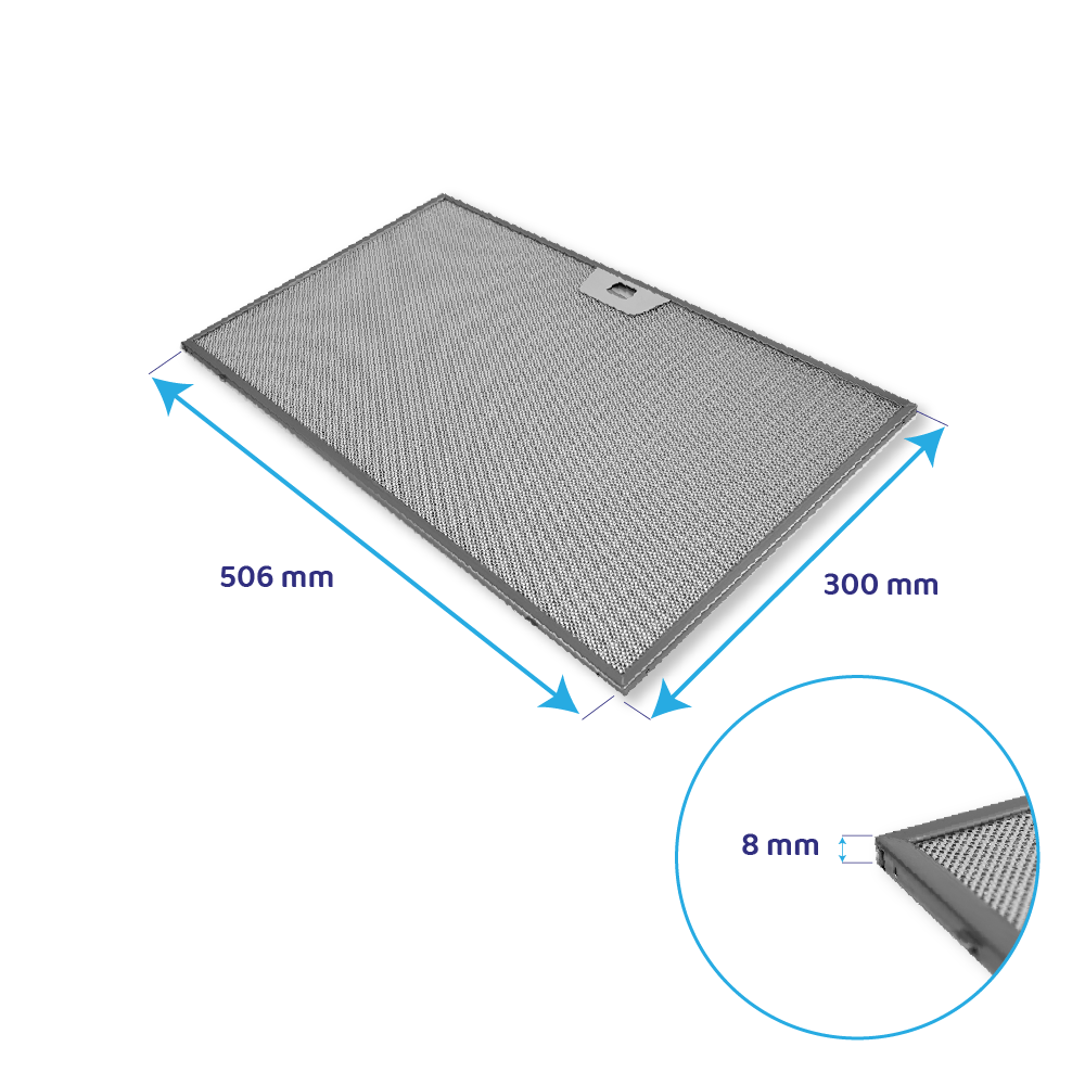 Metall-Fettfilter  506x300mm geeignet für Ikea LUFTIG / RYTMISK 60cm