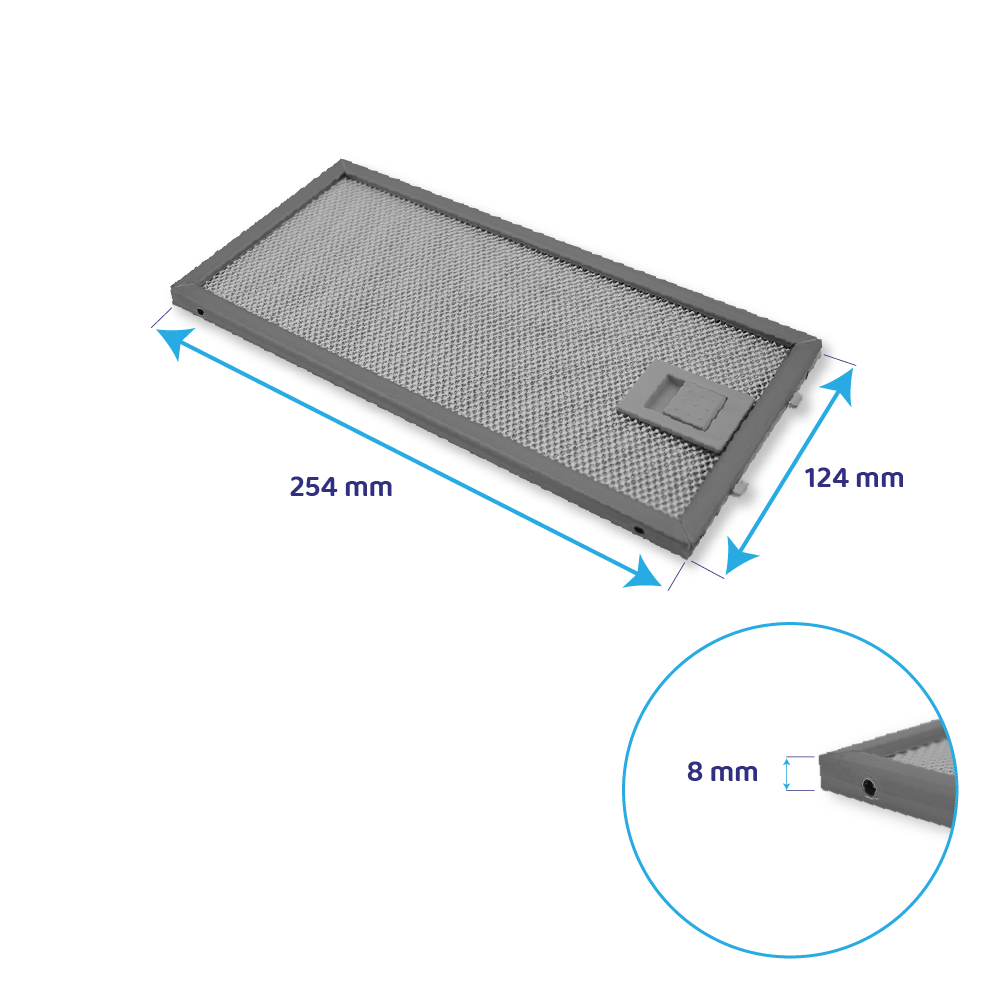 Metall-Fettfilter geeignet für Ikea 124x254x8mm 4055348199