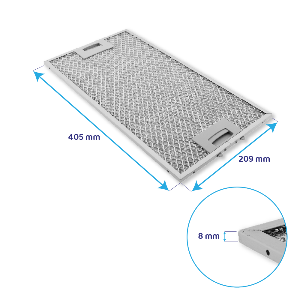 Balay Metall-Fettfilter Set 434105 + 434107 (2St.) | Vorder- & Rückseite |  455x188x6 mm & 405x209x8 mm