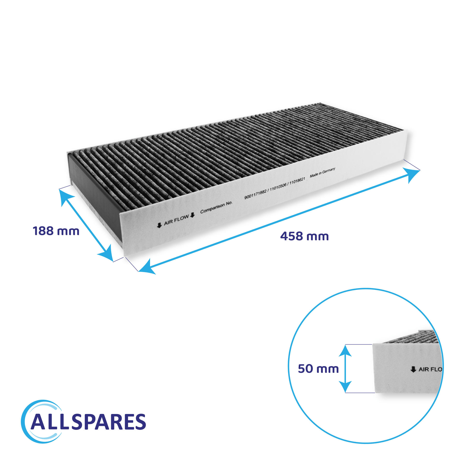 CleanAir Aktivkohlefilter geeignet für Bosch 11018621 / DSZ4681 / 11034172