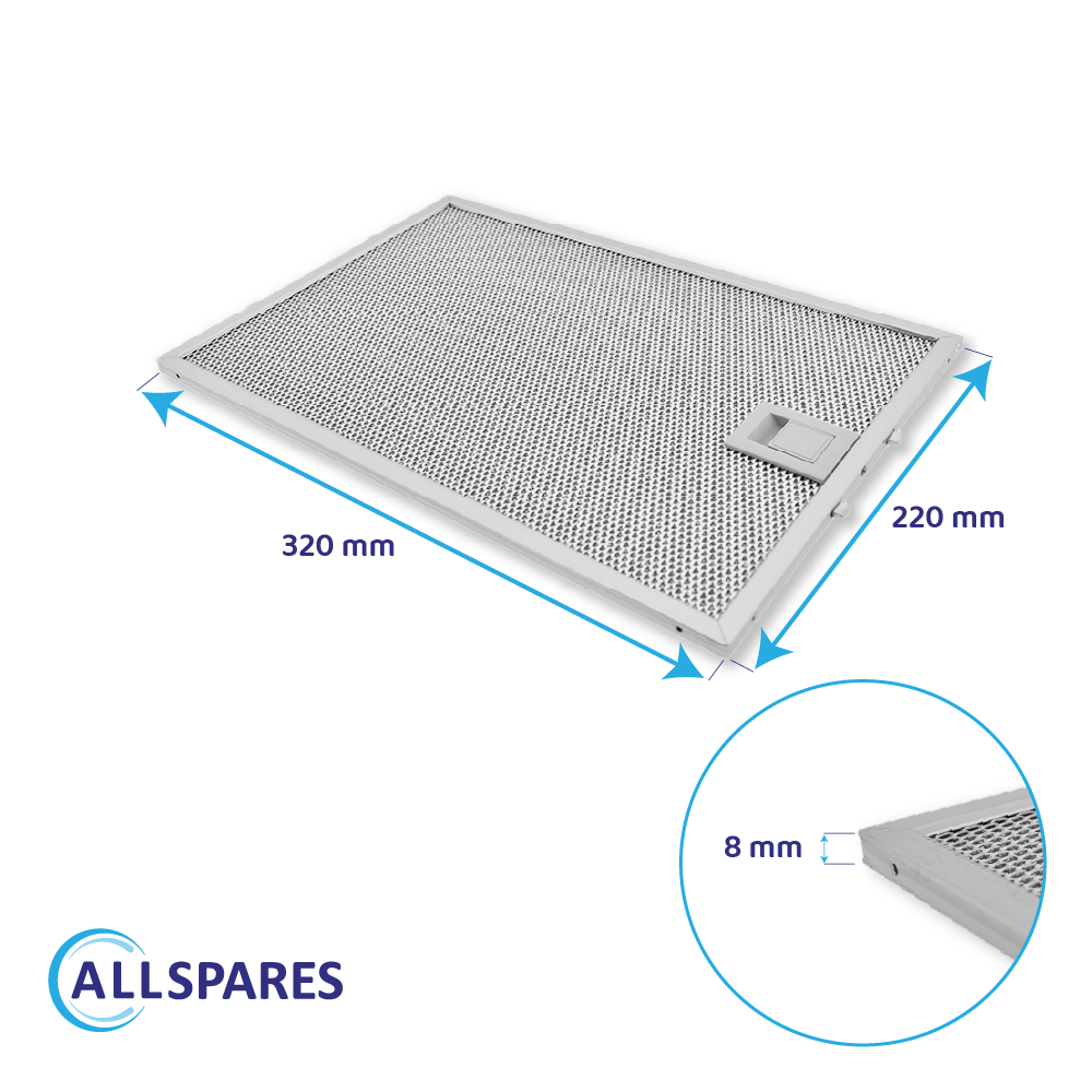 Metall-Fettfilter 320x220mm geeignet für Bosch 362380 / 00362380