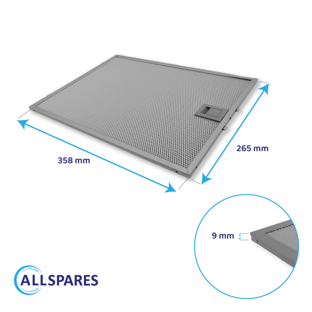 Metall-Fettfilter 358x265mm geeignet für Balay 703451 / 00703451