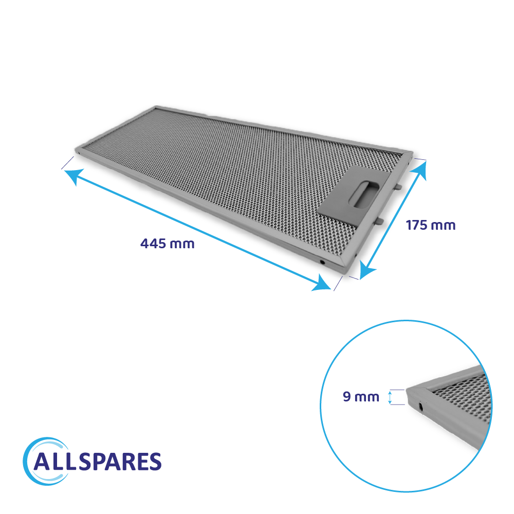 Metall-Fettfilter 445x175mm geeignet für Bosch 352813 / 00352813
