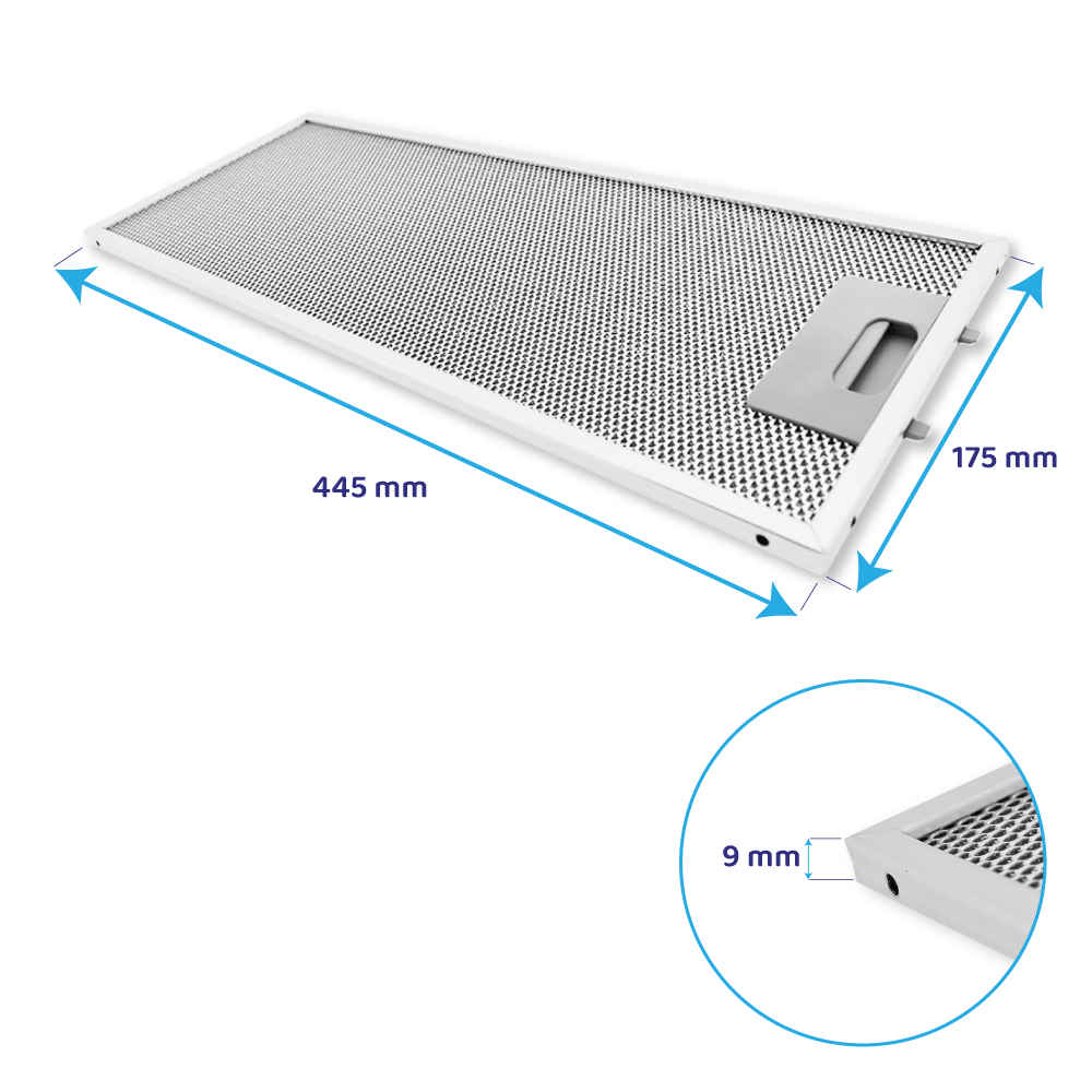 Metall-Fettfilter 445x175mm geeignet für Constructa 352813 / 00352813