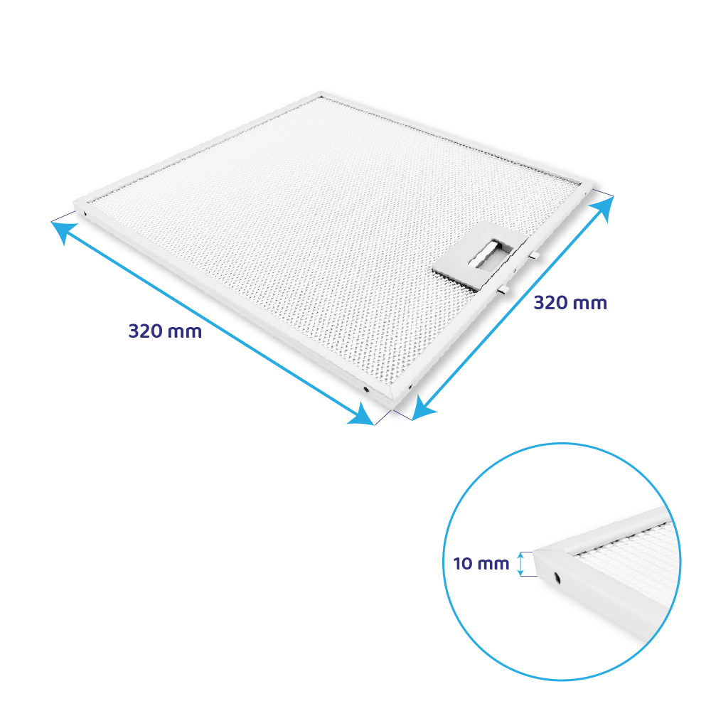 Metall-Fettfilter 320x320x10mm geeignet für Hotpoint-Ariston 481248058144