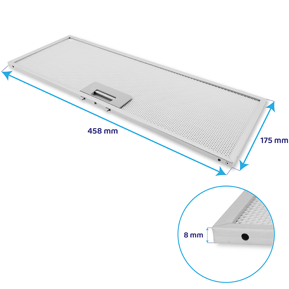 Metall-Fettfilter 458x175x8mm geeignet für Whirlpool 481248058314