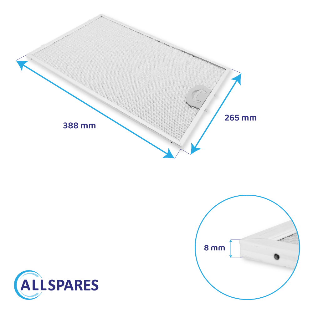 Metall-Fettfilter 388x265x8mm geeignet für Viva 742967 / 00742967
