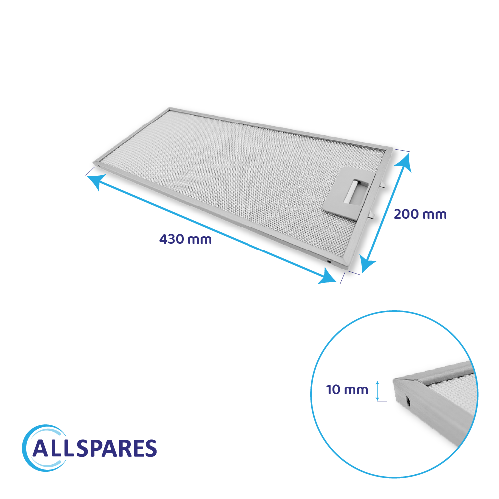 Metall-Fettfilter 430x200x10mm geeignet für AEG 50268357006