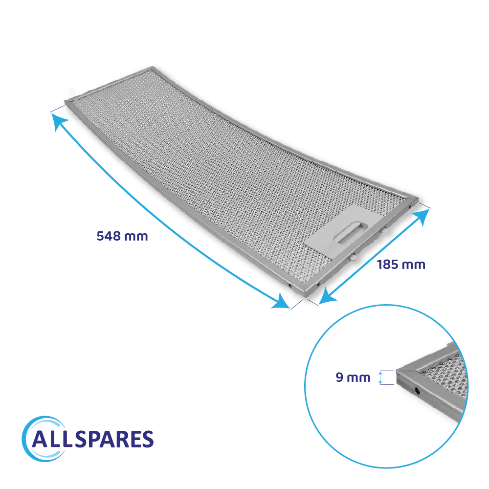 Metall-Fettfilter 548x185mm geeignet für Neff 357623 / 00357623