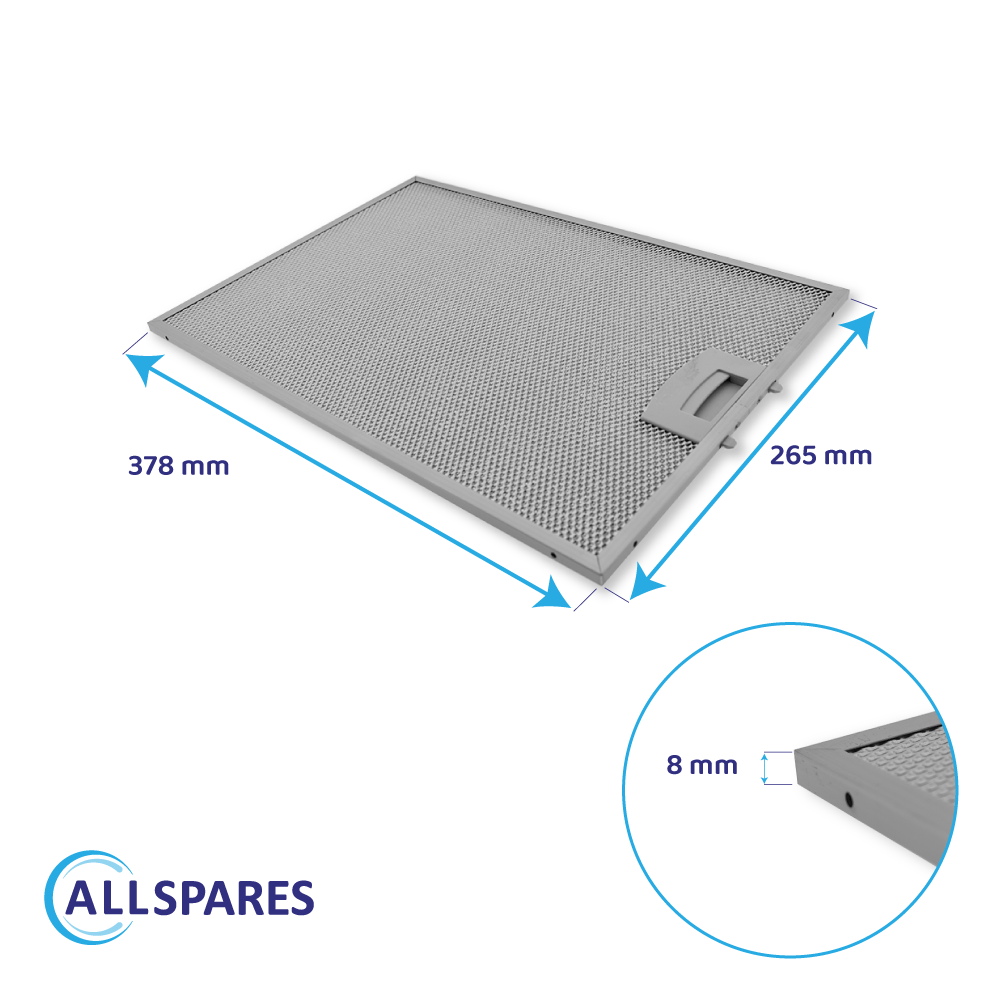 Metall-Fettfilter 378x265mm geeignet für Blaupunkt 11025757 / 11022929