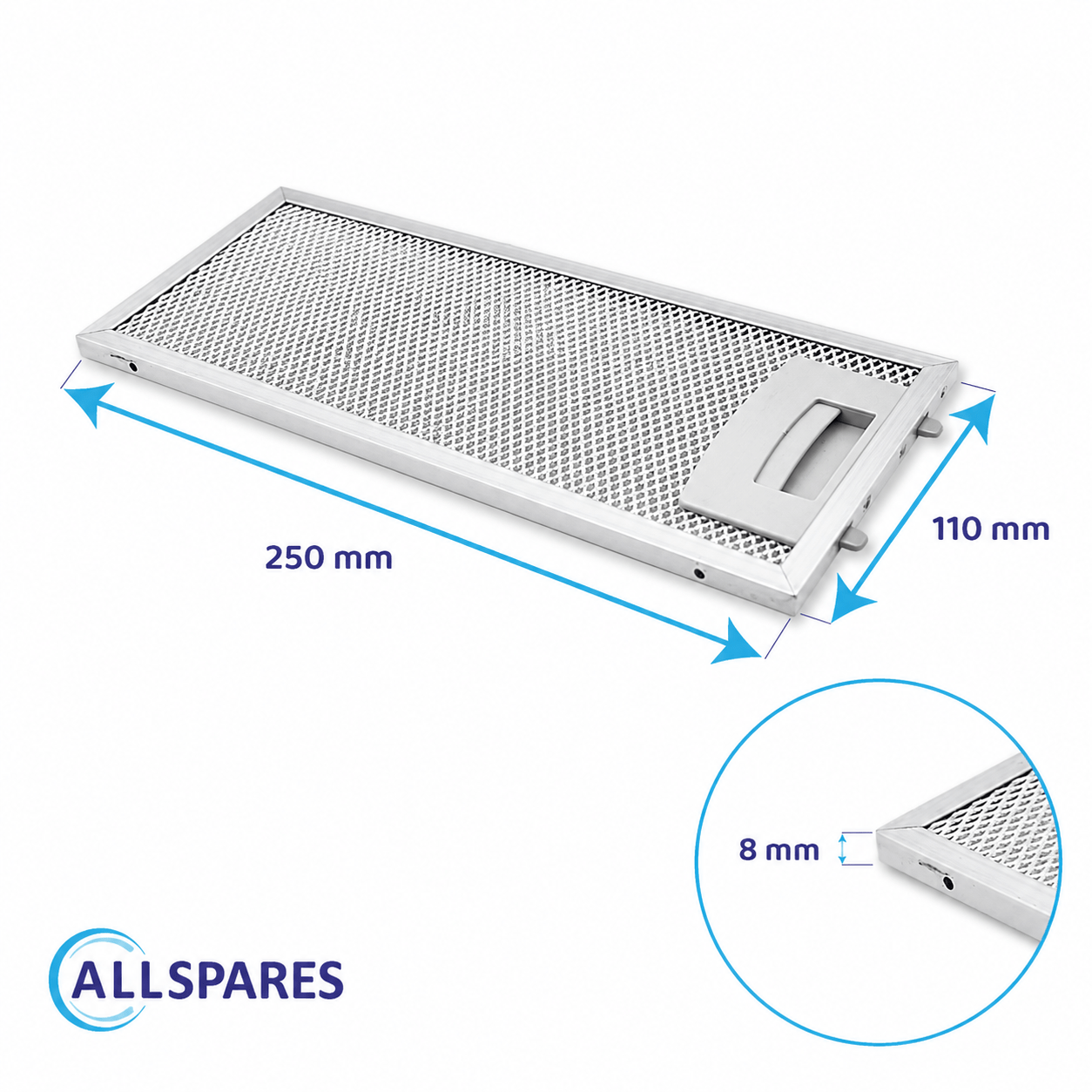 Metall-Fettfilter 250x110mm geeignet für Bosch 11022470