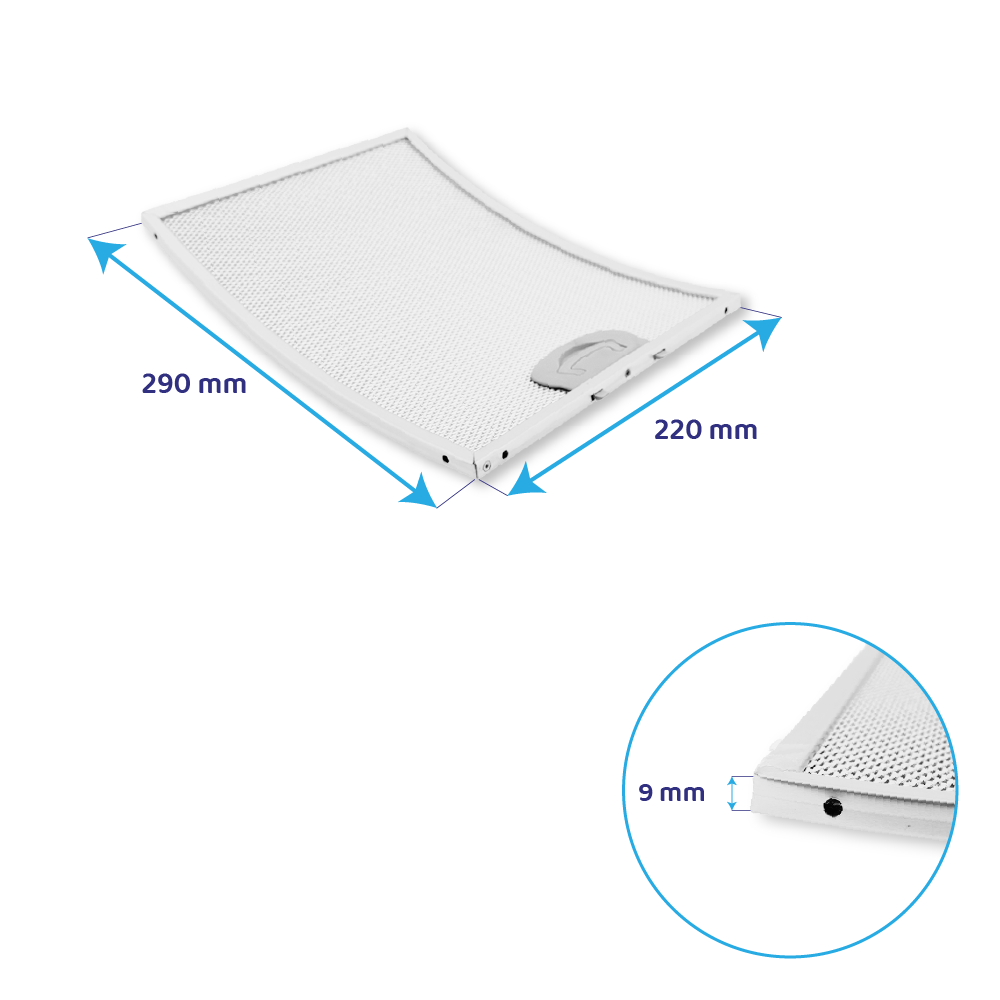 Metall-Fettfilter 290x220mm (gebogen) geeignet für Airone ACFMCAA9X286X22000
