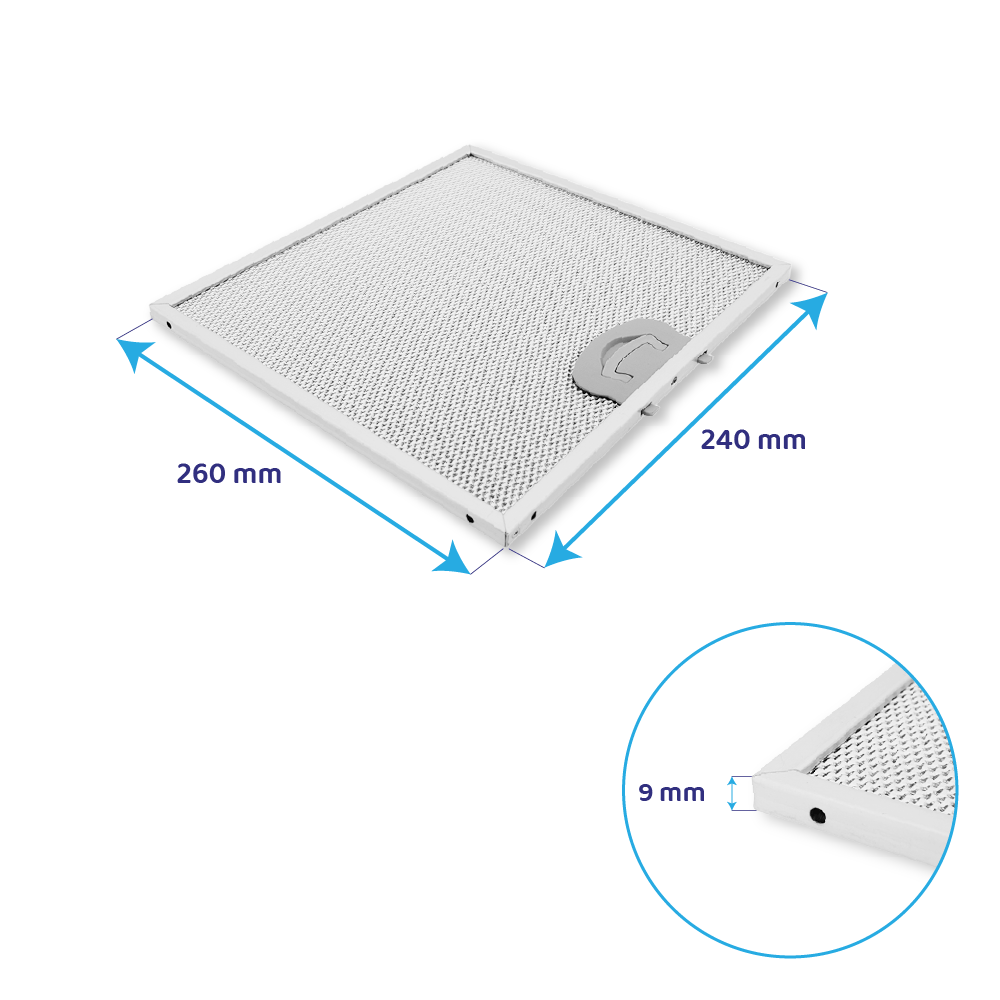 Metall-Fettfilter 261x240mm geeignet für Airone ACFMAA9X26X24MC000