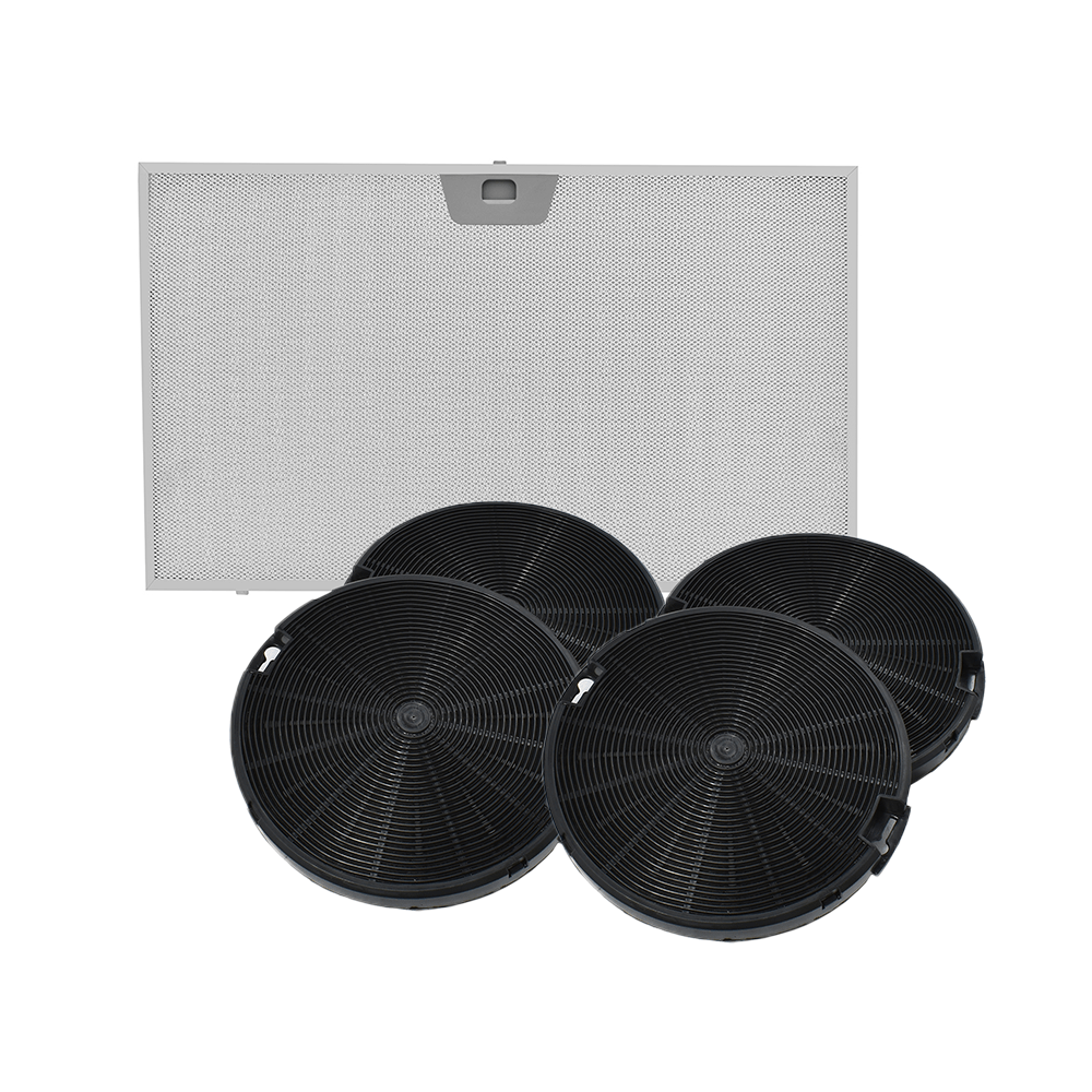 Aktivkohlefilter (4St.) und Metall-Fettfilter (1St.) geeignet für Valberg HD60N/HD60X