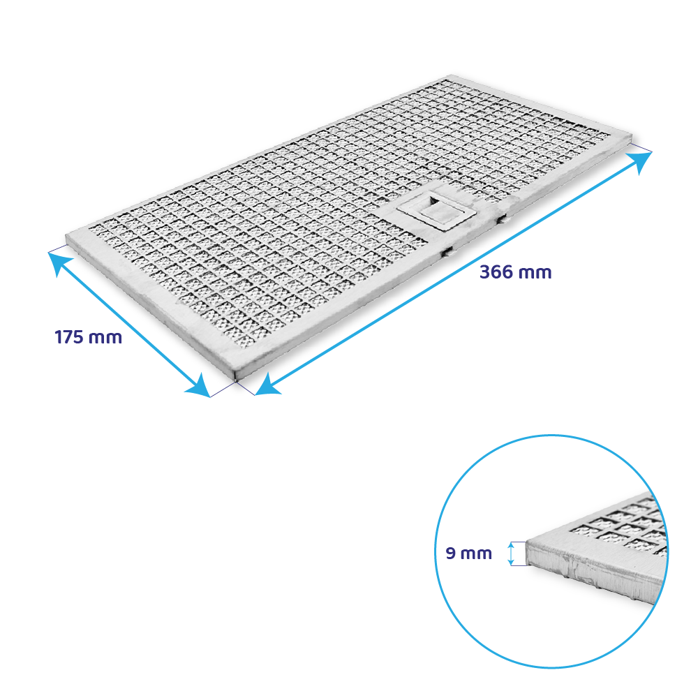 Elica Metall-Fettfilter 175x366mm GRI0099793A