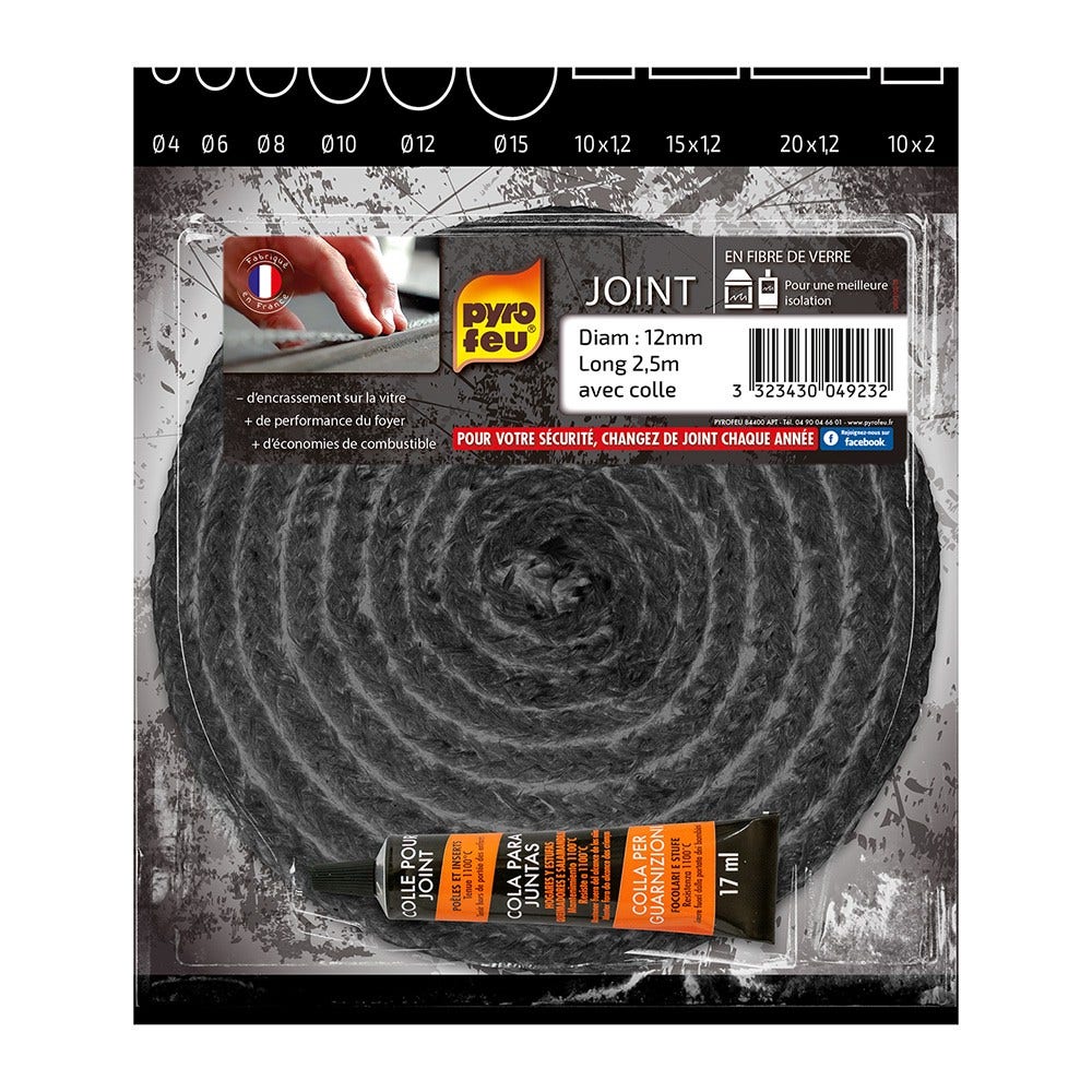 Pyrofeu Ofendichtung Rund 12mm Ø + Kleber