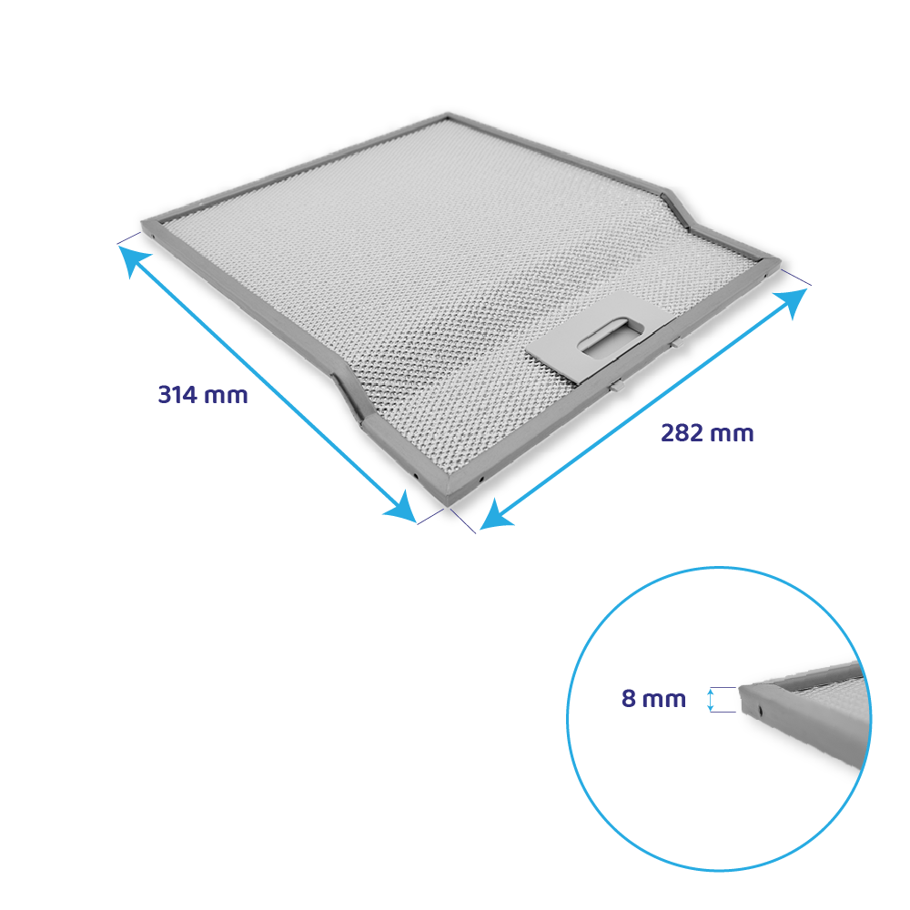 Whirlpool Metall-Fettfilter 282x314x8mm 481248058334